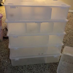 All six of compartments plastic boxes from ikea